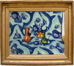 《青いテーブルクロスの静物》